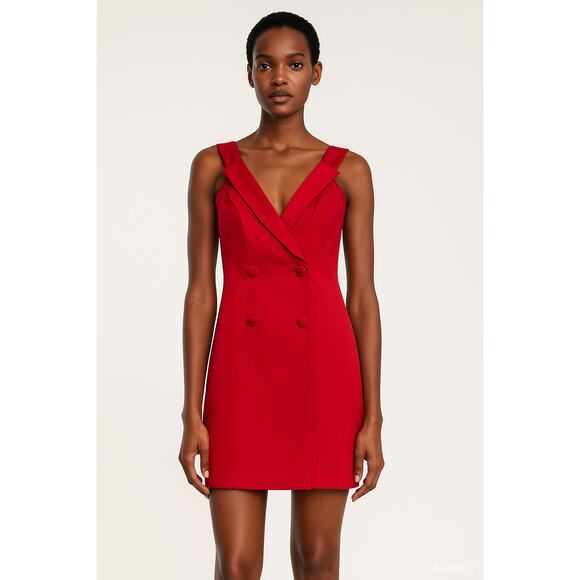 JIJIL Red Satin Blazer Mini Dress IT 42 US 6 Italian Designer Cocktail Evening - Picture 1 of 9